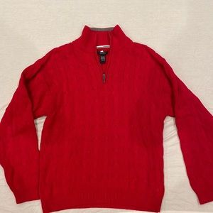 Boys Nautica quarter zip red knit sweater size 14/16 (L)